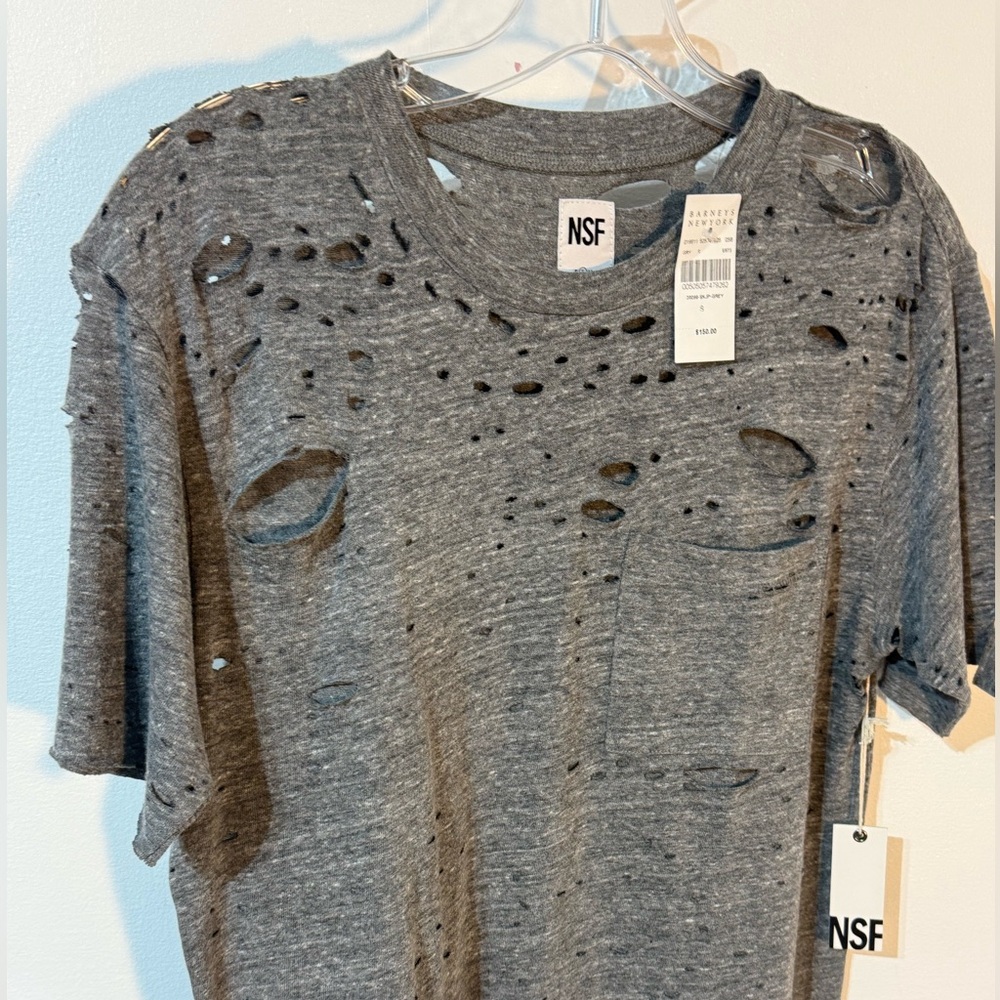 NSF Gray Distressed Short Sleeve Tee - Picture 5 of 6